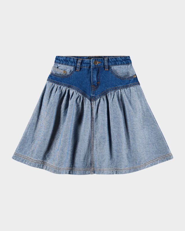 Girl's Becca Two-Tone Denim Skirt, Size 3T